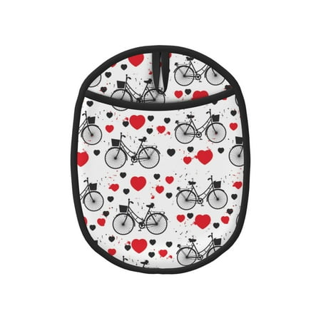 

Bike heart Pattern Pot Holders for Kitchen - Heat Resistant Oven Mitts Hot Pads with Pocket Non Slip Silicone Pot Holders Cuteness Hanging Loop Potholders for Kitchen Baking