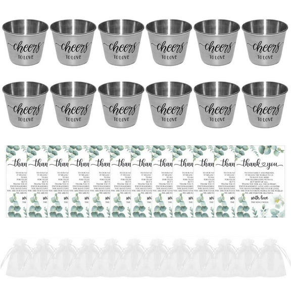 12Pcs Return Gifts for Guest Wedding Favors Party Souvenirs Stainless Steel Cups