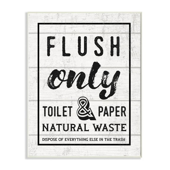 Flush Only Bathroom Sign Family Home Word Design Oversized Wall Plaque Art by Daphne Polselli