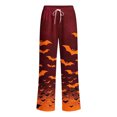 thumbnail image 4 of Edvintorg Comfy Pants Women Halloween Printed Loose Wide Leg Trouser Elastic Waisted Casual Pant with Drawstring Women Clothing Wine S-2XL, 4 of 8
