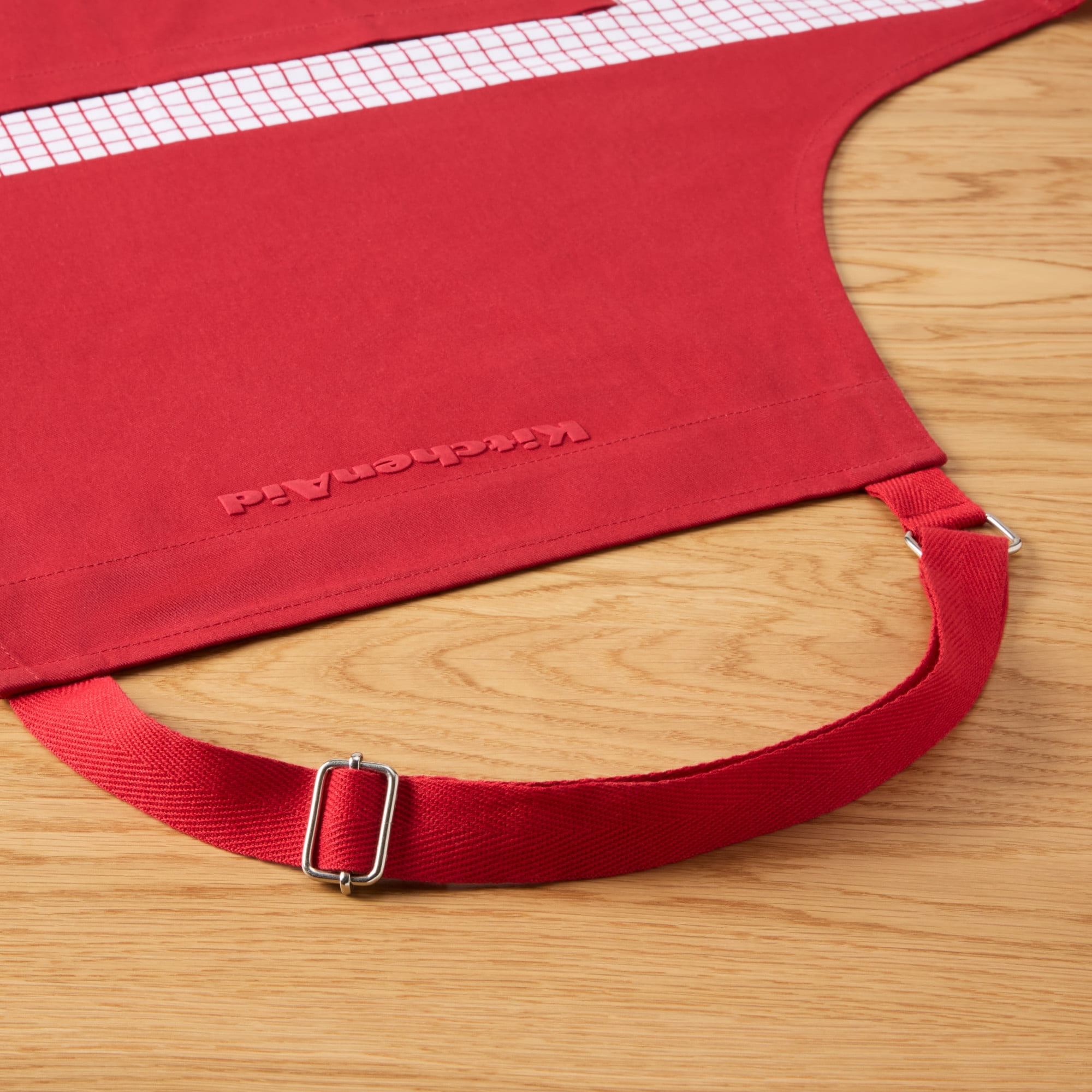 KITCHENAID Gourmet Series Gridlines Big Chef Apron, Water & Stain Resistant, Passion Red, Adult-Sized 32"x28"