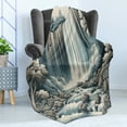 thumbnail image 3 of Ambesonne Landscape Fleece Throw Blanket Expressive Waterfall Art 50"x70" Blue Grey Pale Sepia, 3 of 5
