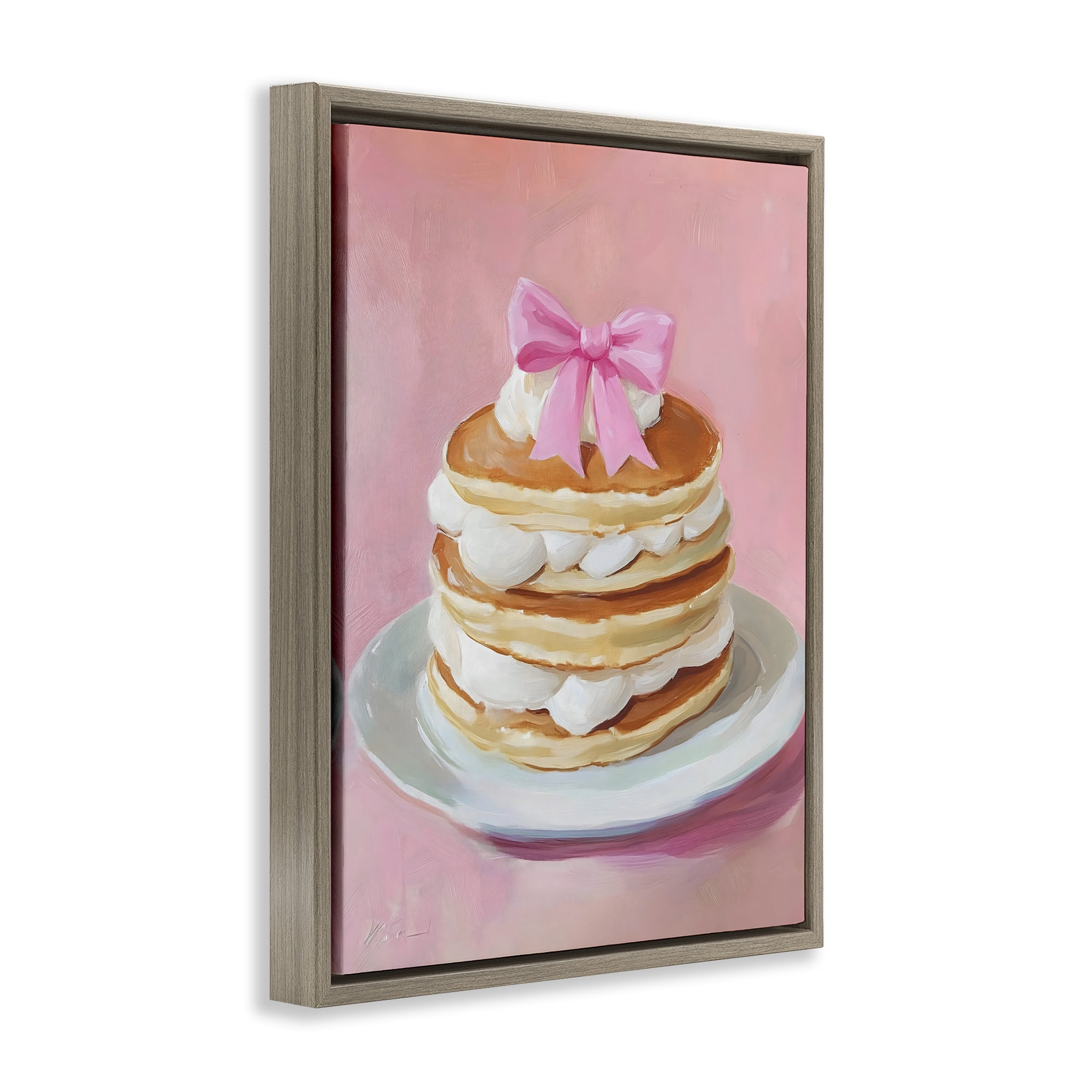 Stupell Industries Coquette Pancakes with Whipped Cream Brown Framed Floater Canvas Wall Art, design by The Prints Vibe