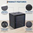 thumbnail image 3 of Studyset 12U Wall Mount Network Cabinet - 17.7" Deep Server Rack Enclosure with Locking Glass Door & Removable Side Panels, IT/AV Equipment Rack for Secure Data and Audio-Visual Installations, 3 of 7