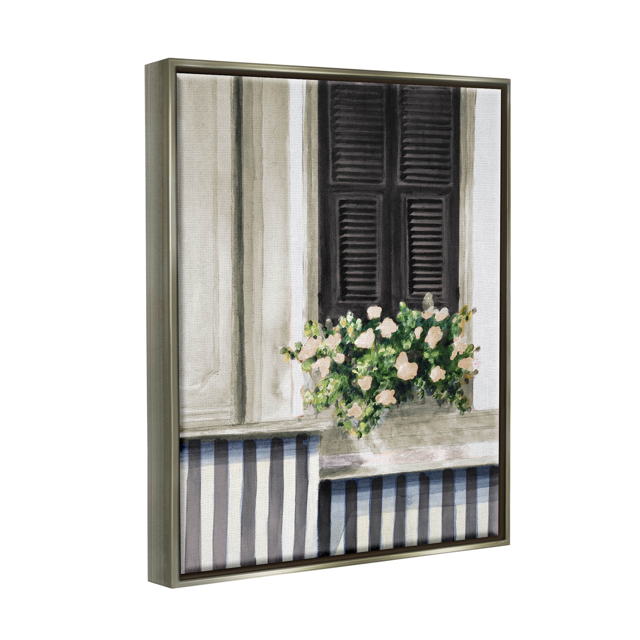 Stupell Industries Window Flower Bouquet Painting Luster Gray Floating Framed Canvas Print Wall Art, Design by Lanie Loreth