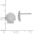 thumbnail image 4 of 14K White Gold Brilliant, Modern, Handcrafted Polished 10.3 Mm Rhodium Beaded Scallop Shell Post Earrings, 4 of 4