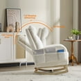 thumbnail image 5 of CQSXDA Modern Accent Rocking Chair with Solid Wood Legs and Side Pocket Upholstered Nursery Glider for Any Room, White, 5 of 18