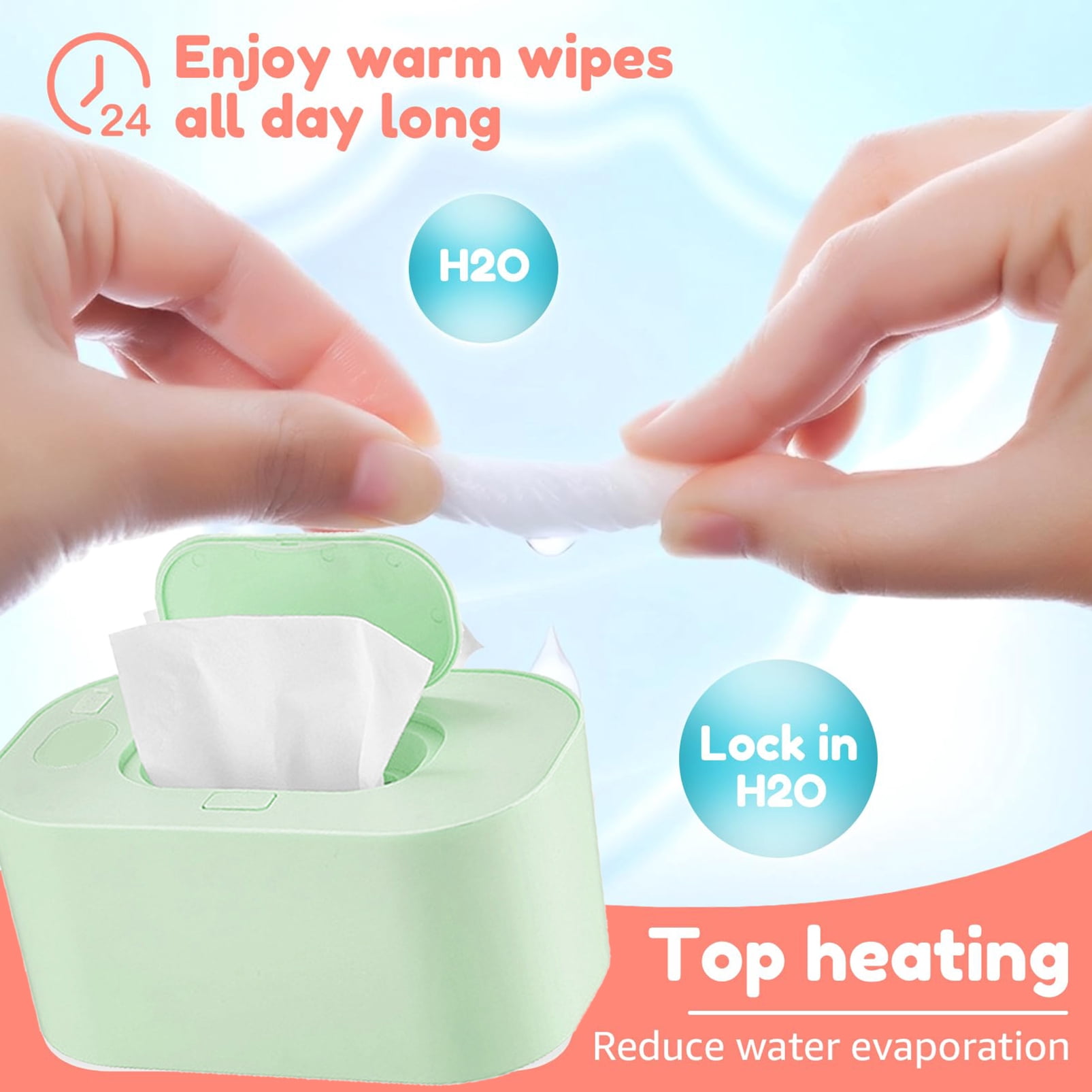 Mericonn Baby Wipes Warmer Dispenser Intelligent Precise Temperature Control, Diaper Heater,Green