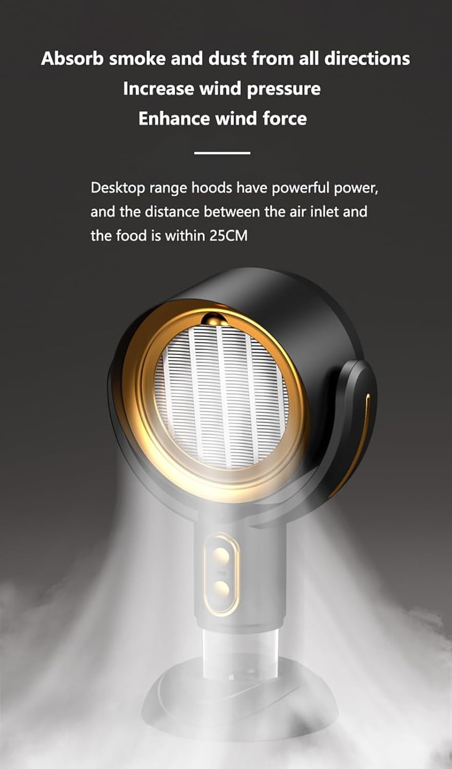 Portable Range Hood for Kitchen, Tabletop Smoke Extractor Fan with Washable Filter, USB Rechargeable Mini Kitchen Exhaust Fan, Desktop Ductless Smoke Vent Hood for Indoor Cooking & Hot Pot