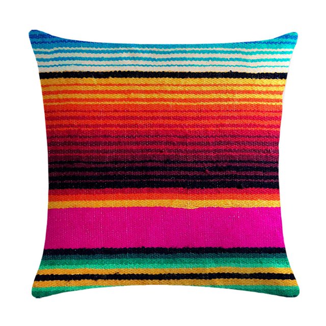 45 * 45 cm (18 Pulgadas *) Mexicano Patrón De Lino Coche Funda De Cojín Decorativa Para El Hogar