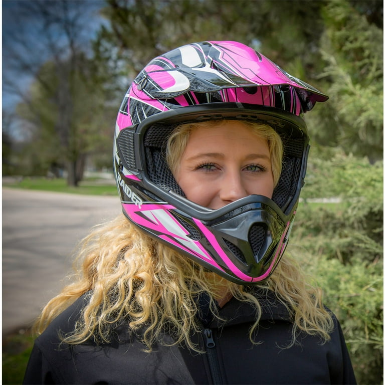 Raider Motocross RX1 Adult Dirt Bike Helmet DOT Approved Pink Medium