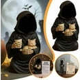 thumbnail image 5 of Emotional Support Grim Reaper Figurine – Exhausted Gothic Statue with Support Card, Funny Ironic Desk Decor - for Office Coworkers, Black Robe Mystery Figure (Go), 5 of 7