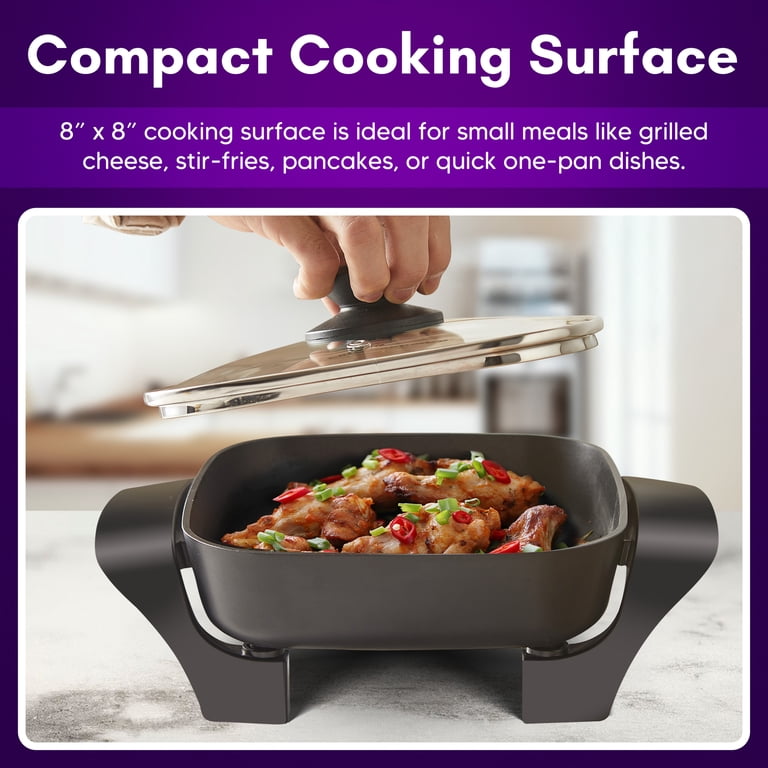 Elite Gourmet 8" Electric Skillet with Tempered Glass Lid photo 4