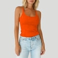 thumbnail image 2 of Women Spaghetti Strap Scoop Neck Ribbed Tank Tops Slim Fitted Cotton Camisole Basic Sleeveless Layering Shirts Featuring Slim Fit Sleeveless Camisole Saffron XXL, 2 of 7