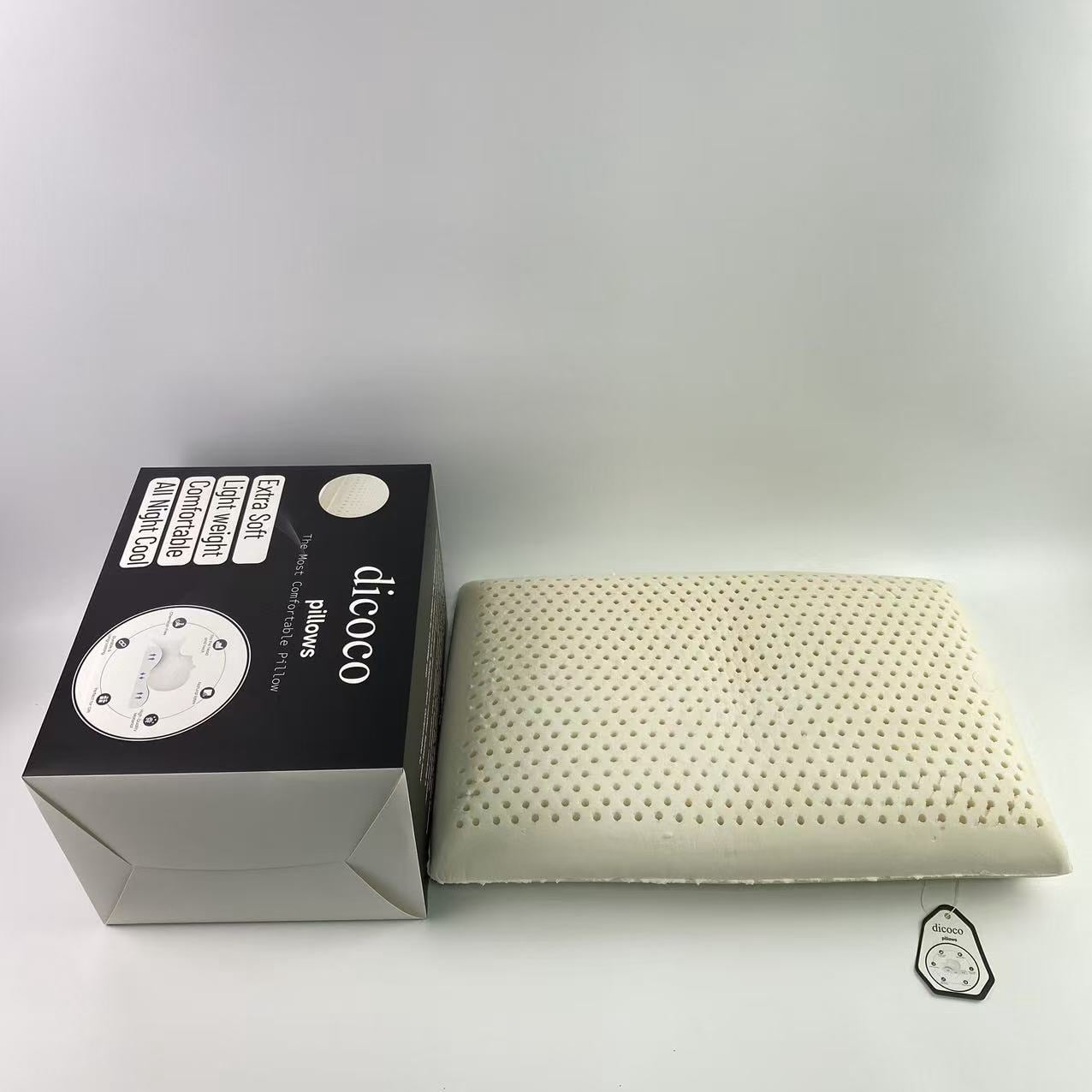 dicoco pillows,Latex Pillow, Natural Cooling Latex, Medium Firm, Ergonomic Support for Side, Back & Stomach Sleepers. Breatthable Comfort. 24 × 16 inches