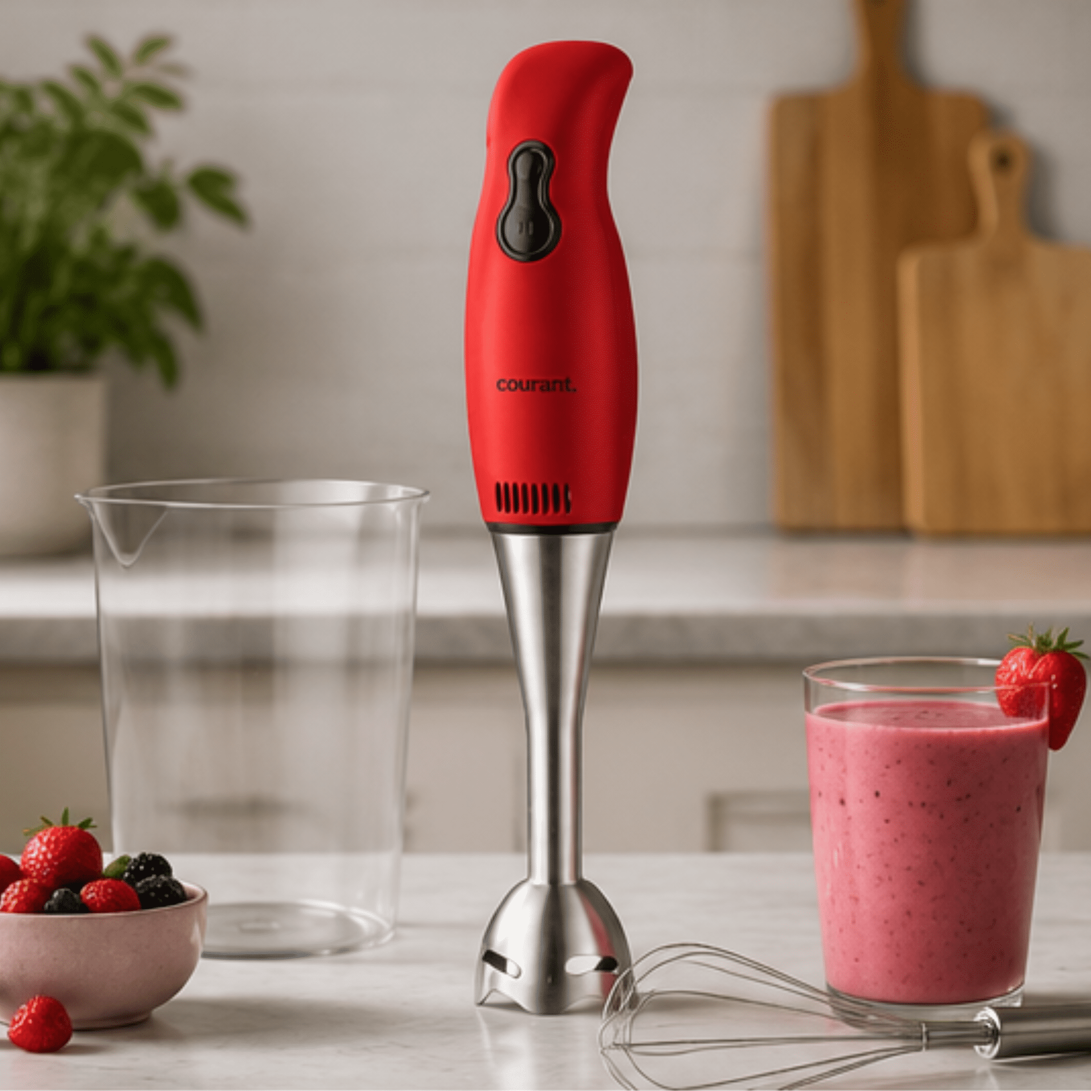 Courant 2-Speed Hand Blender with Stainless Steel Leg - Red