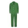thumbnail image 2 of Fgnfyis Elegant Mens Satin Silk Button Down Pajamas Sets Solid 2 Piece Family Sleepwear Loungewear Long Sleeve Silk Nightwear and Loungewear for Men Light Green XXL, 2 of 8