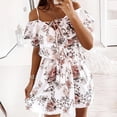 thumbnail image 2 of Blusa con volantes con estampado casual de verano Dress HUOGUO para mujer, 2 of 5