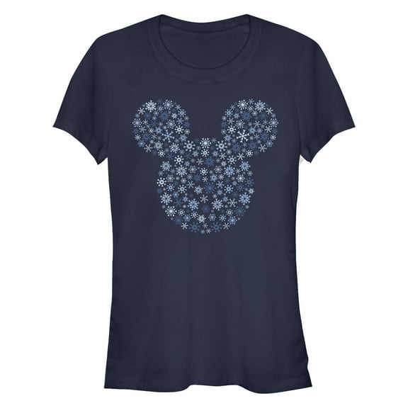 Junior's Mickey & Friends Snowflake Silhouette Graphic T-Shirt