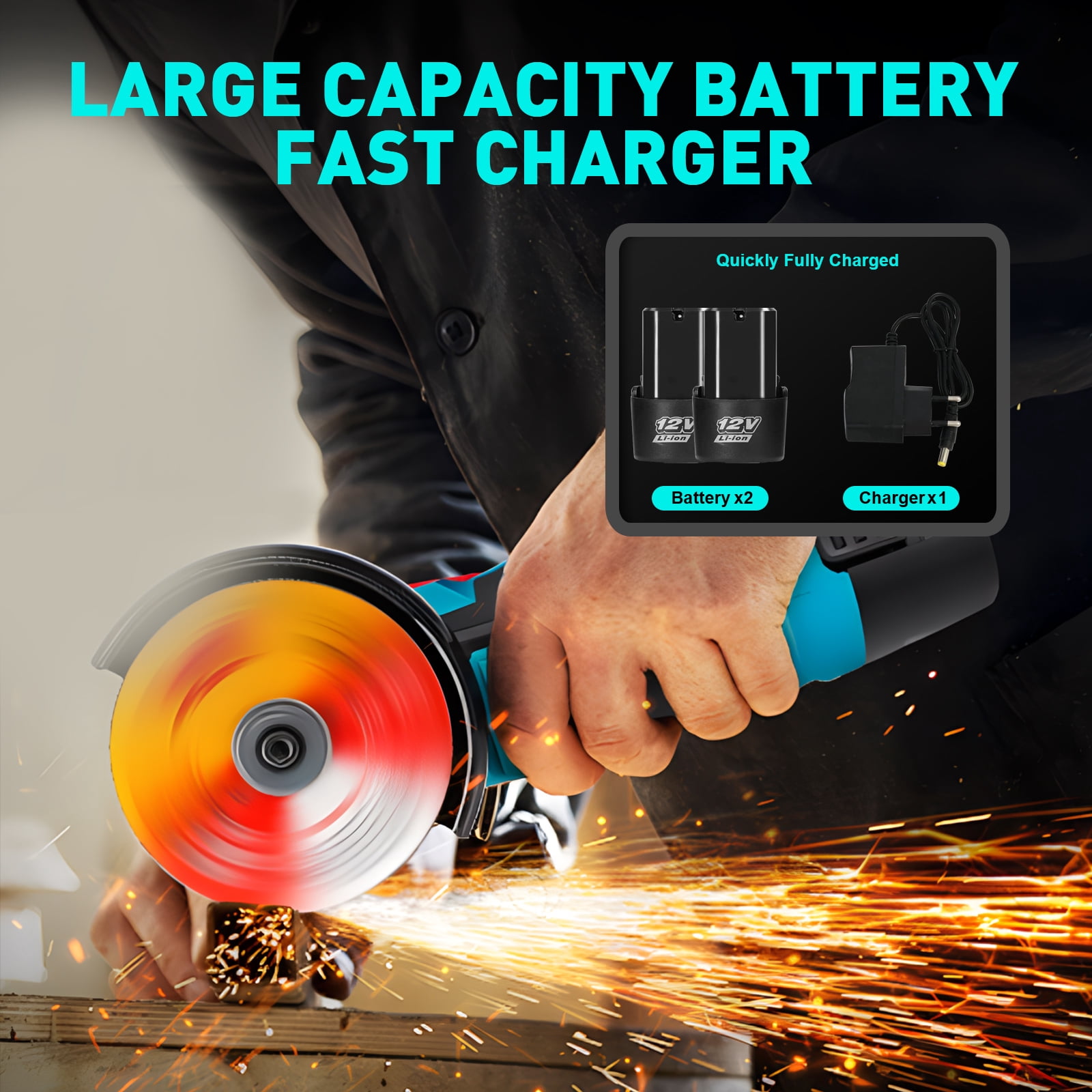 3" Cordless Angle Grinder, 16800 RPM Compact Handheld Polishing Angle Grinder, Grinder Power Tool