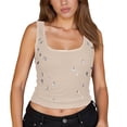 thumbnail image 2 of Lixiuxyad Women's Camisole Summer Camisole Top With Beaded Neckline Elegant Sleeveless Tank For Casual Wear And Layering,Beige, 2 of 6