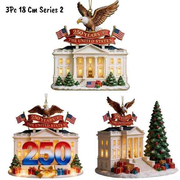 3Pc 18Cm Tree Ornament Decoration,Usa 250Th Anniversary Ornament,2D Acrylic Pendant,Patriotic Xmas Tree Accessories Pendants Hanging,Patriotic Bicentennial Decor For Year-Round Display