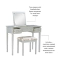 thumbnail image 3 of Linon Butterfly Vanity & Padded Stool Flip Up Mirror 2 Drawers in Silver Wood, 3 of 14