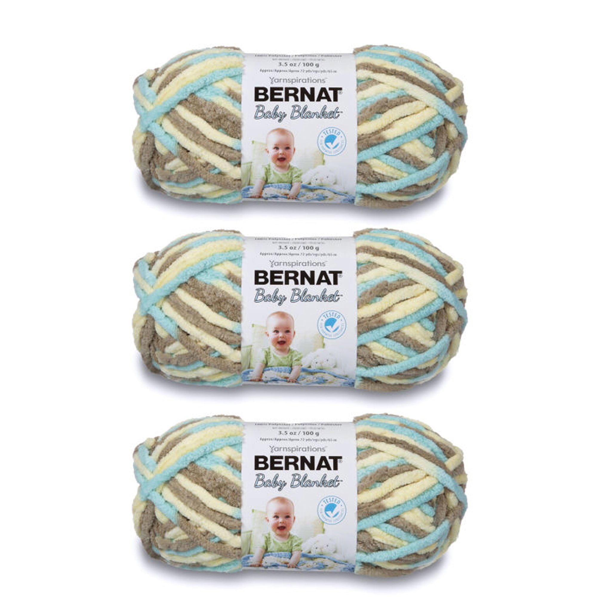 Bernat Baby Blanket Beach Babe Yarn 3 Pack of 100g/3.5oz Polyester