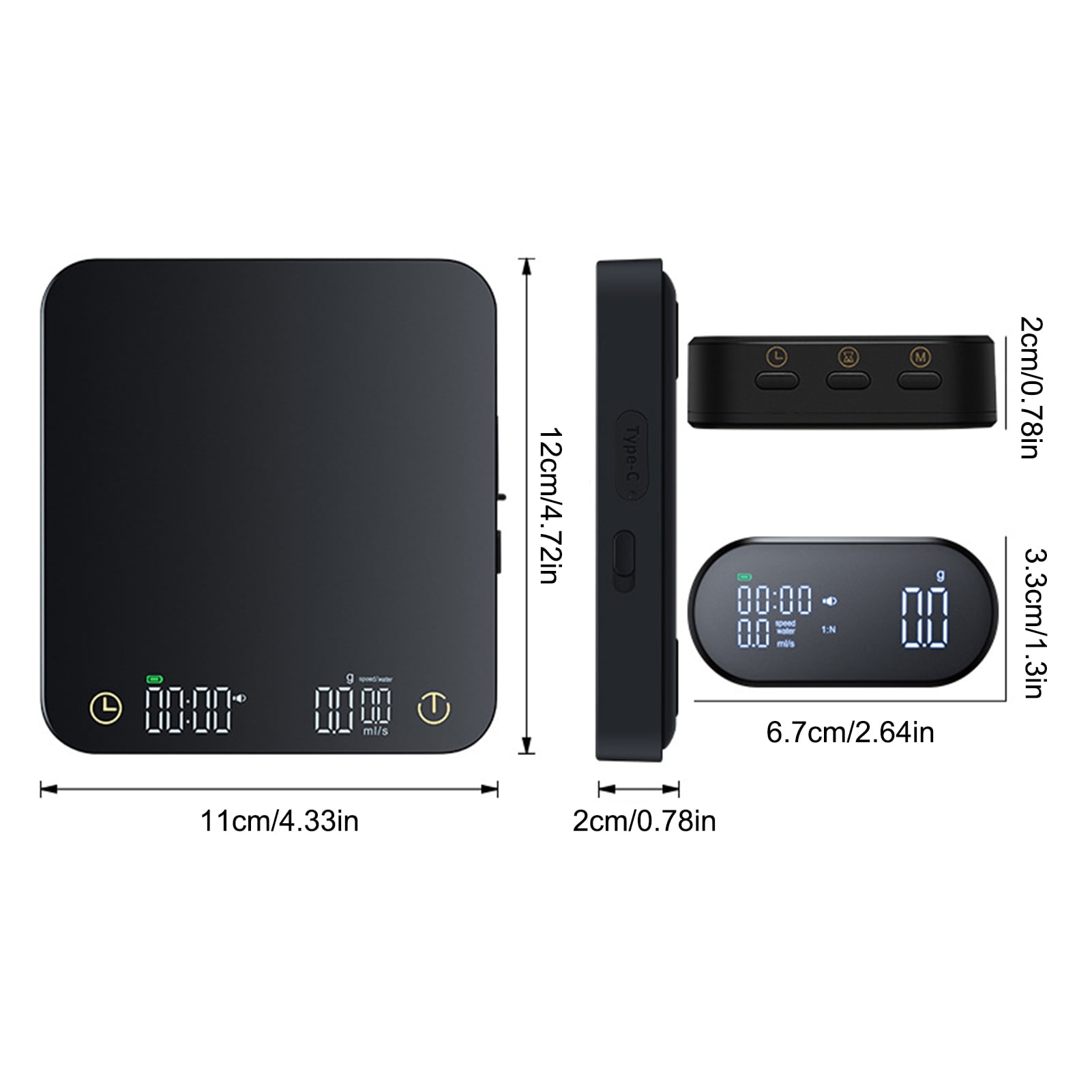Scale Digital Coffee Scale With Timer &amp; Wireless Display - 3kg/0.1g Accurate Kitchen Scale For  And Pour Over Coffee, Type-C Rechargeable Food Scale, Built-in Timer, 5