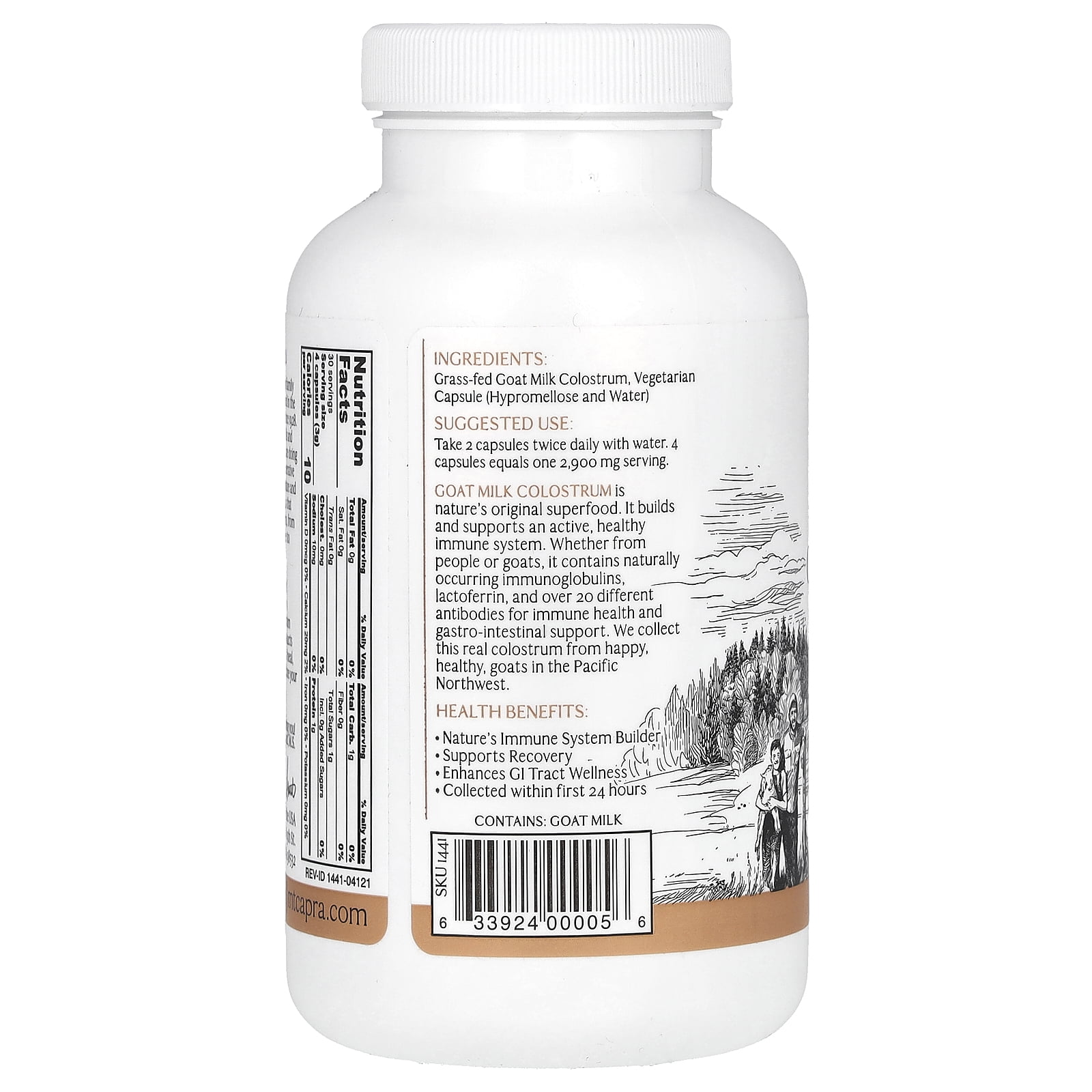 Mt. Capra Goat Colostrum, 120 Capsules
