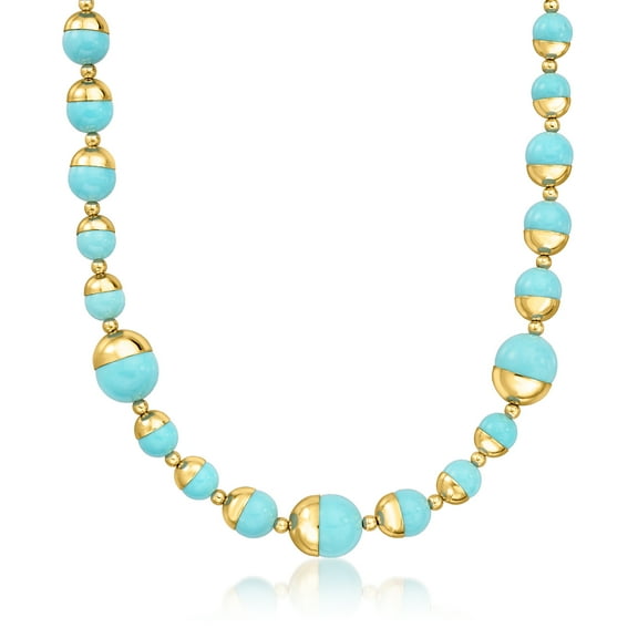 Ross-Simons Italian 14kt Yellow Gold-Plated Necklace With Simulated Turquoise, Women's, Adult