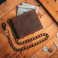 thumbnail image 4 of RFID Safe Biker Rustic Brown Leather Slim Bi-Fold Chain Wallet for Men's and Adult J520 by JTC, 4 of 4