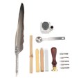 thumbnail image 5 of Juego de pluma de pluma Escritura suave Diseño retro Apariencia tallada Kit de pluma de caligrafía para regalo de escrituraSFDPS038031 Pluma gris puntiaguda, 5 of 5