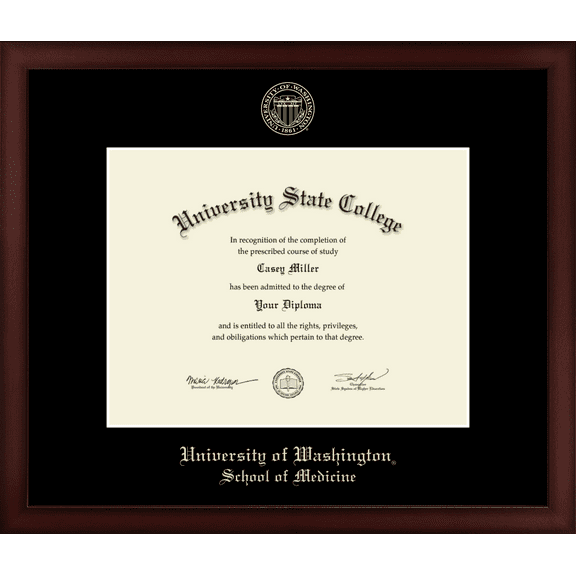 University of Washington School of Medicine Diploma Frame, Document Size 11" x 8.5"
