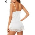 thumbnail image 5 of PULLIMORE Women Pajama Sets Sexy Lingerie Lace Sleepwear Cami Shorts Set V Neck Nightwear (M, White), 5 of 8