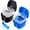 Black & Dark Blue, variant on Colorful Denture Bath Case with Brush, Denture Cup Soaking Holder False Teeth Container Mouth Guard Storage Case Cleaning with Lid Waterproof - Purple