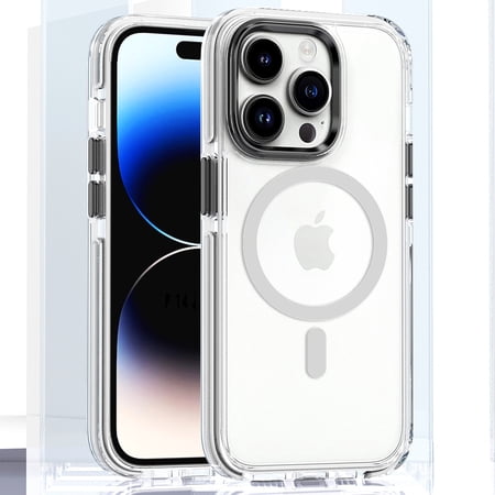 Dteck Magnetic Case for iPhone 11 Pro Max, Compatible with MagSafe, Clear Slim Crystal Transparent Cover Shockproof Bumper Case for iPhone 11 Pro Max,White