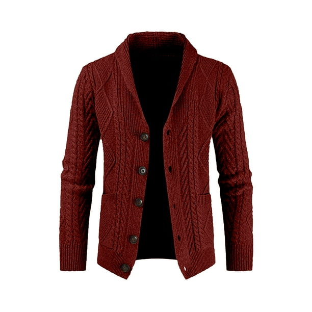 JMIERR Men's Casual Long Sleeve Cardigan Sweater Cable Knit Buttons