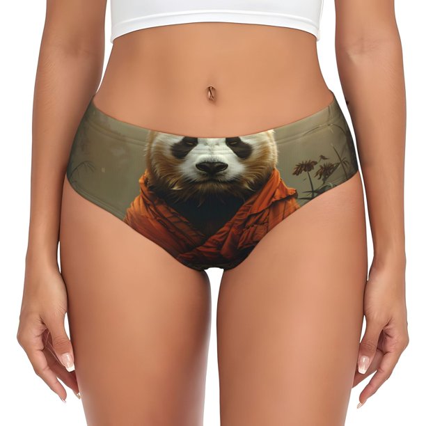 Fotbe Jungle Meditating Panda Calzones Estampados para Mujer – Ropa Interior de Algodón, Cómoda, Suave y Elástica-Small