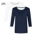 thumbnail image 4 of nerohusy 2 Pack 3/4 Length Sleeve Womens Solid Color Tops Casual Loose Fit Crewneck T Shirts Basic Plain Three Quarter Length Tunic Tops 2025 Navy,XL, 4 of 5
