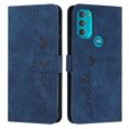 thumbnail image 2 of For Motorola Moto G71 Wallet Cover 5G, PU Leather Kickstand Credit Card Pocket Slots Wrist Strap Magnetic Folio Heart Patterned Embossed Flip Cover for Motorola Moto G71 5G, Blue, 2 of 11