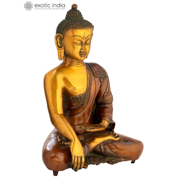 11" Lord Buddha in Bhumisparsha Mudra In Brass | Handmade | Made In India