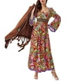 thumbnail image 5 of Women Casual Loose Bohemian Floral Dress Short Sleeve Long Maxi Summer Beach Swing Dress, 5 of 9