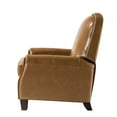 thumbnail image 6 of Genuine Leather Recliner Cigar Chair Modern Retro Armchair Birch Wood Legs Nail Head Trim Bedroom Brown, 6 of 9