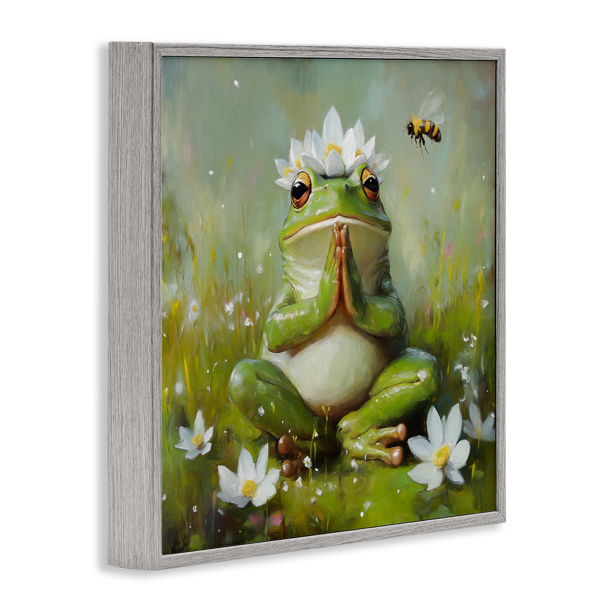 Stupell Industries Buddha Bullfrog Meditation Gray Framed Giclee Art, design by Tina LeCour
