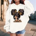 thumbnail image 5 of Little Girls Pullover Hoodie Sweatshirt Long Sleeved Printed Hooded Jacket Outerwear Cozy Pullover Sweatshirt Top Size 8T , White, 5 of 6