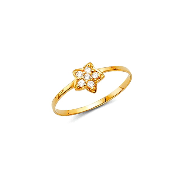 14k Yellow Gold Cubic Zirconia Ring Size 3 Ring - .5 Grams