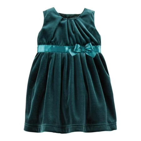 

Carters Infant Girls Green Velvet Bow Christmas Holiday Party Dress 9M