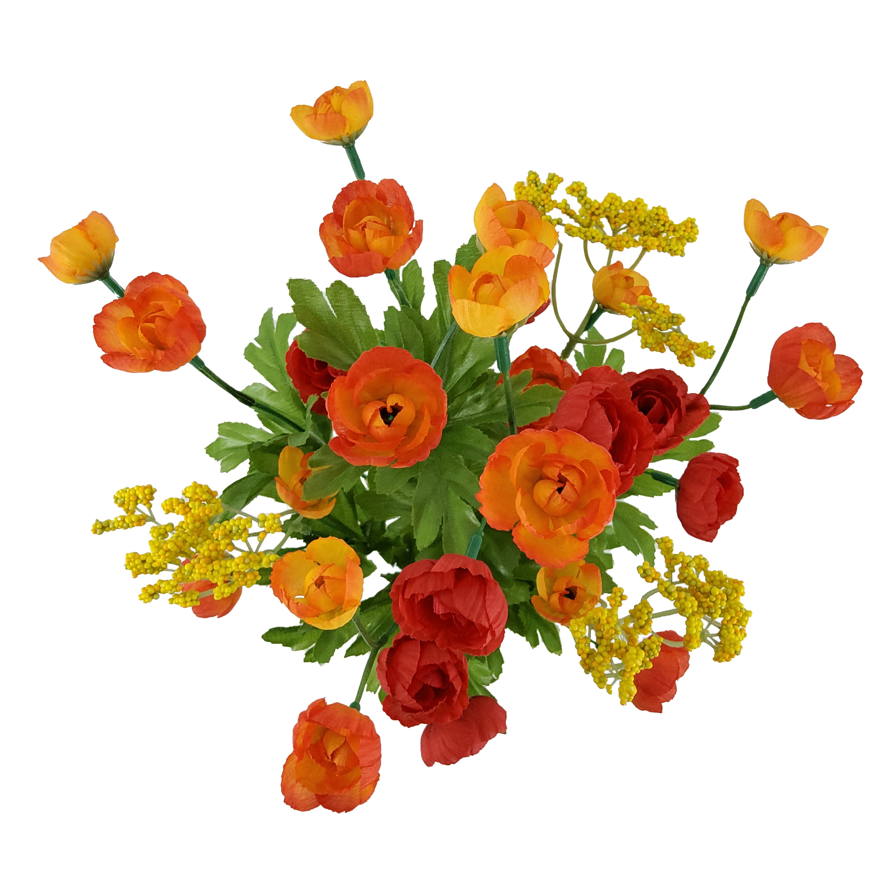 Mainstays 17" Artificial Red and Orange Ranunculus Bush,  Indoor Use.