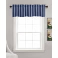 thumbnail image 3 of Navy Blue Stripes Linen Curtain Valance for Bedroom/Bathroom/Kitchen/Living/Dining Room Window,Geometric Vertical Striped Modern Minimalist Pocket Topper Drapes Decorative Cafe Drapery Panel 60"x18", 3 of 6